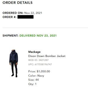 Mackage Dixon Men's Navy Blue Down Bomber Jacket Removable Hooded Bib Size 44